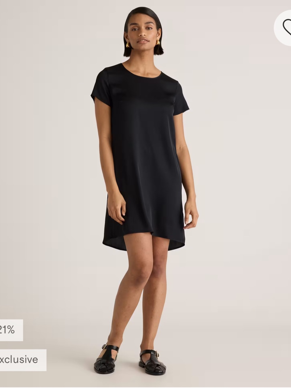 Women’s Quince Washable Stretch Silk Tee Dress - Black